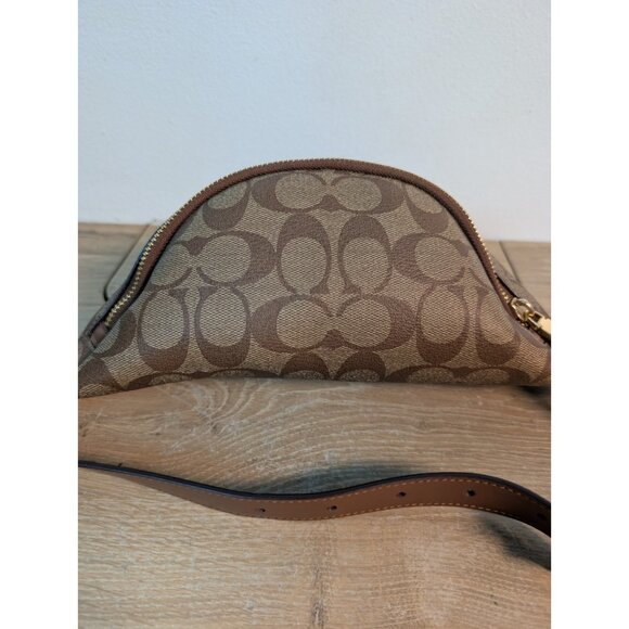 Coach Waist Belt Bag Leather Brown Total Signature Pattern F48740 New NWT Fanny - Picture 3 of 10